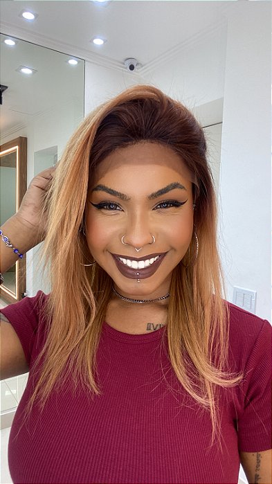 Peruca Lace Front Cabelo Humano Sarah Ombré Loiro  1B/27