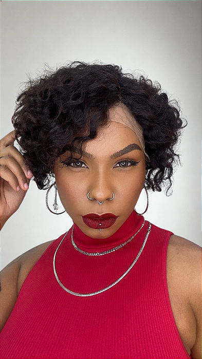 Peruca Lace Front L Part Cabelo Humano Laura 55 Castanho Escuro