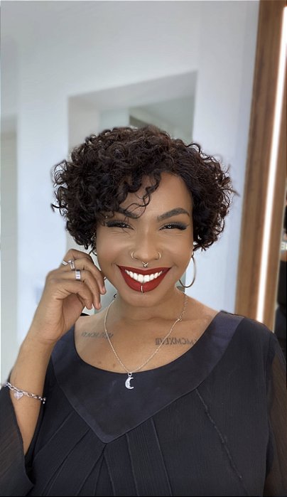 Peruca Lace Front L Part Cabelo Humano Laura 55 Castanho Escuro