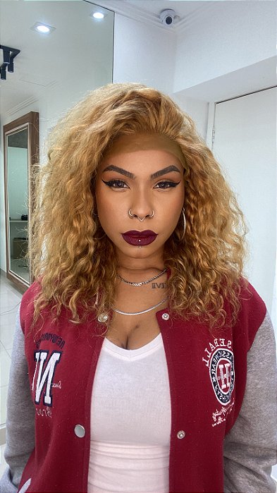 Peruca Lace Front Cabelo Humano Karen Loiro Dourado 27