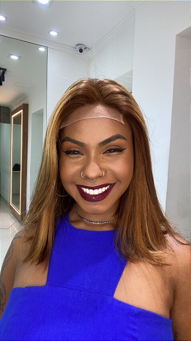 Peruca Lace Front Cabelo Humano Kylie Midi 4x4 Mechas