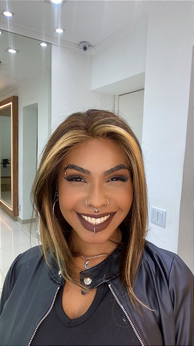 Lace Front 13x4 Cabelo Humano Nádia Loiro Mechas 4/30