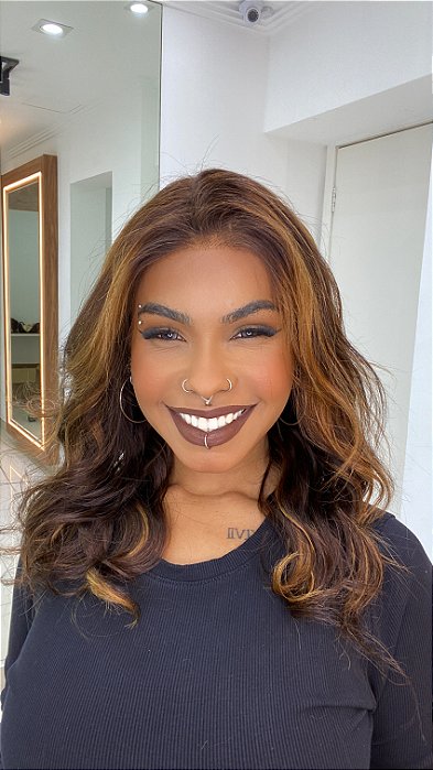 Peruca Lace Front Cabelo Humano Ondulado Safira Loiro Ombré 4/27