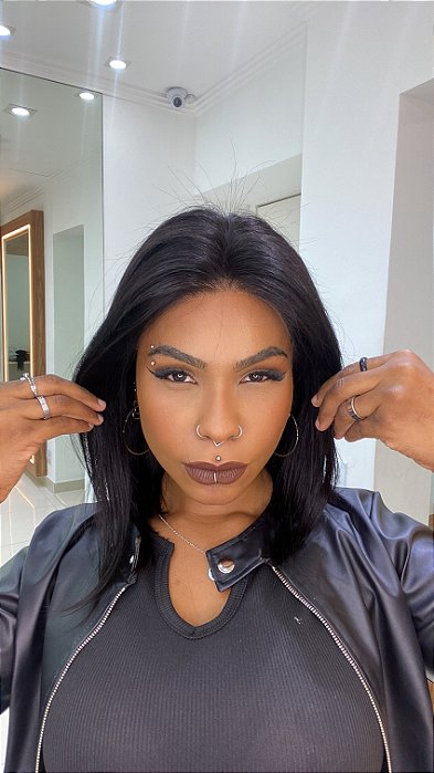 Peruca Lace Front Cabelo Humano Nádia Preto Natural 1B