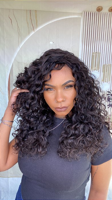 Peruca Cabelo Humano Cacheado Demenica 1B