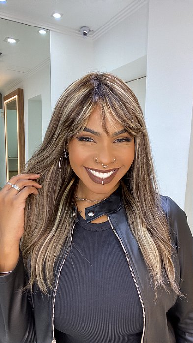 Peruca Cabelo Humano Pantera Pamela Loiro Mechas