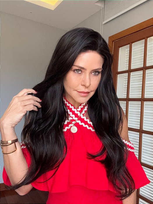 Peruca cabelo humano fake scalp couro cabeludo perfeito 70 cm