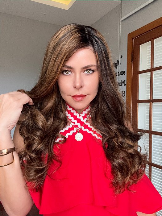 Peruca lace front cabelo humano longo Mechas