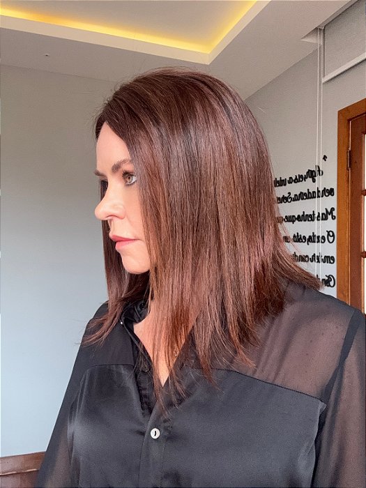 Peruca Lace Front Brown Velvet vista lateral