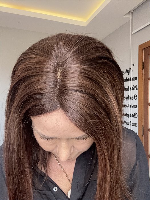 Peruca Lace Front Brown Velvet detalhe da parte superior