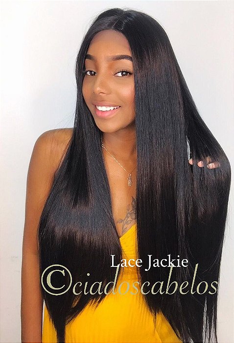 Peruca lace front wig Fibra futura premium Jackie 13x4 castanho escuro