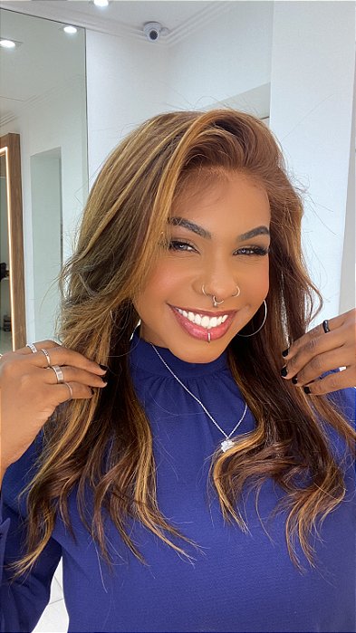 Peruca Lace 360° STRAP Cabelo Humano Loiro Mechas