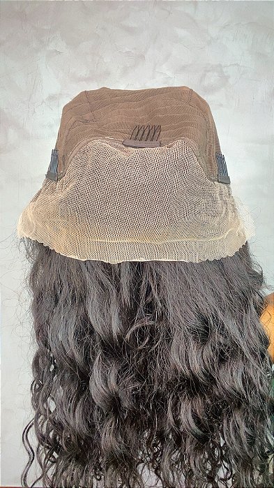 Parte interna da Peruca Lace Front Cabelo Humano Cacheada Longa Cristina