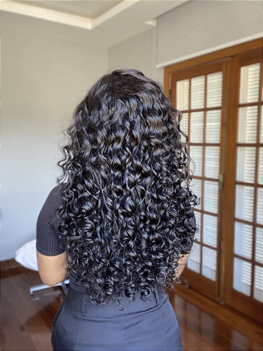 Peruca Lace Front Cabelo Humano Cacheada Longa Cristina costas
