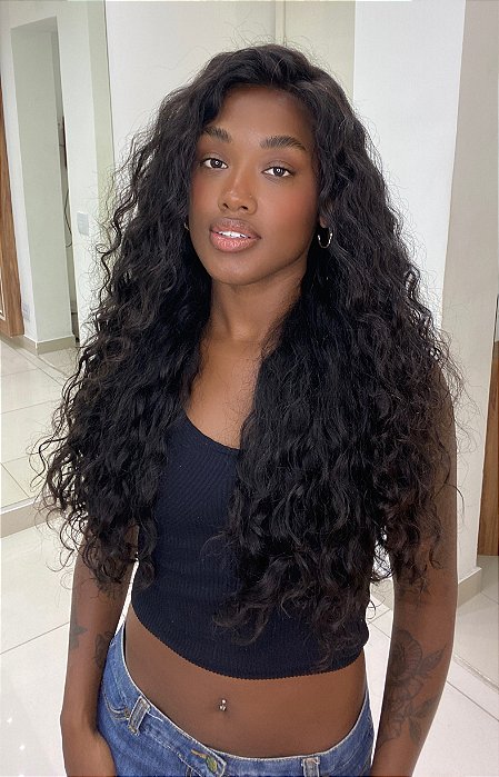 Peruca Lace Front Cabelo Humano Cacheada Longa Iza