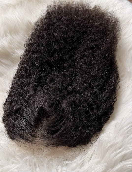 Toupee- Topo 1 capilar cabelo humano realista cacheado curly