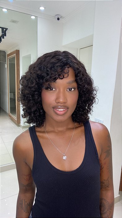 Peruca Cabelo Humano Cacheado Marina Cor 1B W01