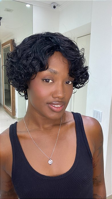 Peruca Cabelo Humano Cacheado Alice cor 1B 9042