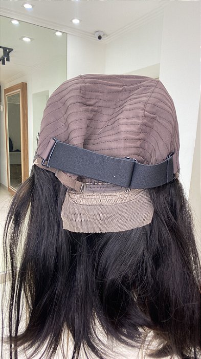 Peruca Lace Front Cabelo Humano 50cm Mechas 1B/27 parte interna