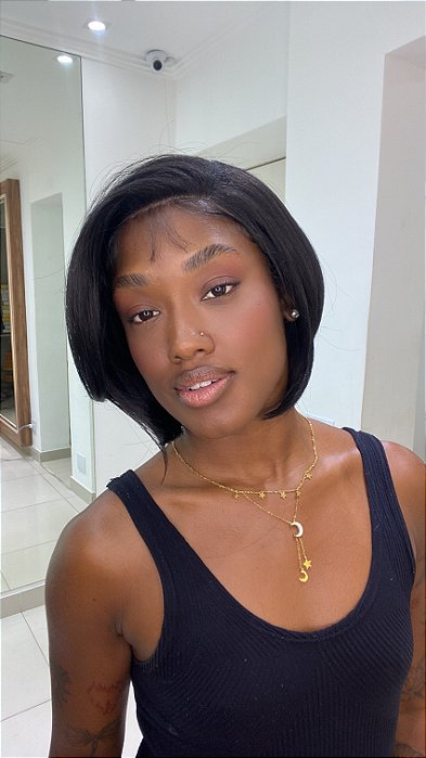 Peruca Lace Front Fibra Premium Minka Castanho Escuro 2