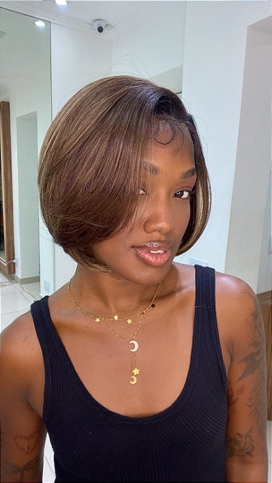 Peruca Lace Front Fibra Premium Minka Morena Iluminada 33/27