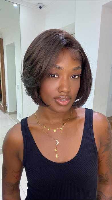 Peruca Lace Front Fibra Premium Minka Castanho Claro 4