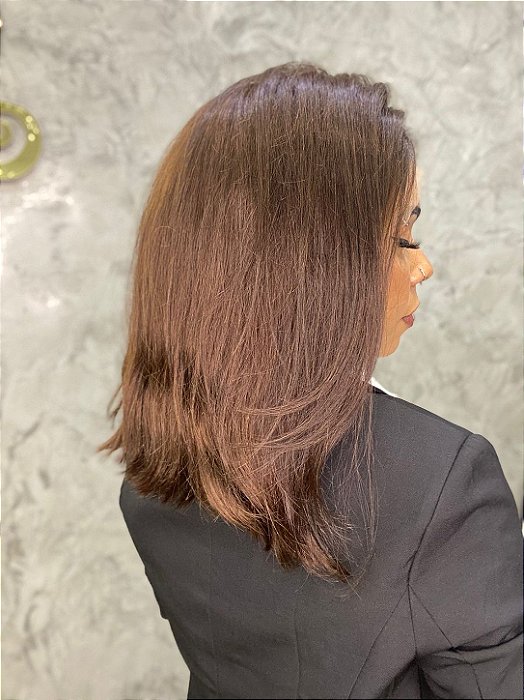 Peruca Lace Front Bob Doce de Leite detalhe do cabelo