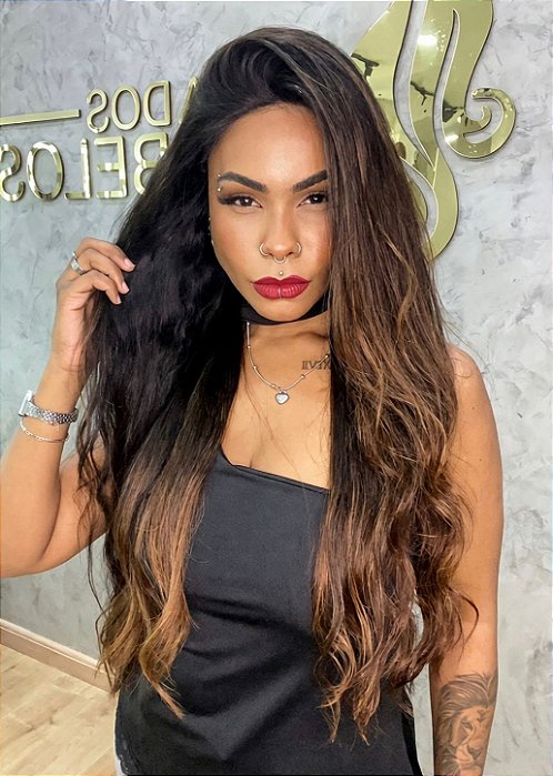 Peruca Lace Front 5x5 Cabelo Humano Winter 01 Morena Iluminada Doce de Leite