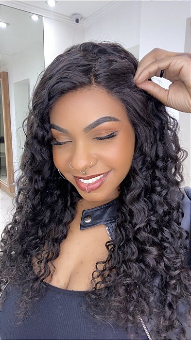 Peruca Lace Front Cabelo Humano DW 22 Violeta Castanho Escuro