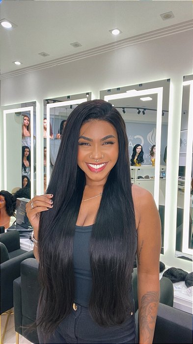 Peruca Lace Front Cabelo Humano Beatrice 32 Castanho Escuro