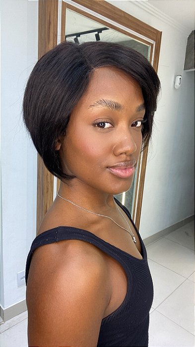 Peruca Lace Front Falia caimento lateral do cabelo