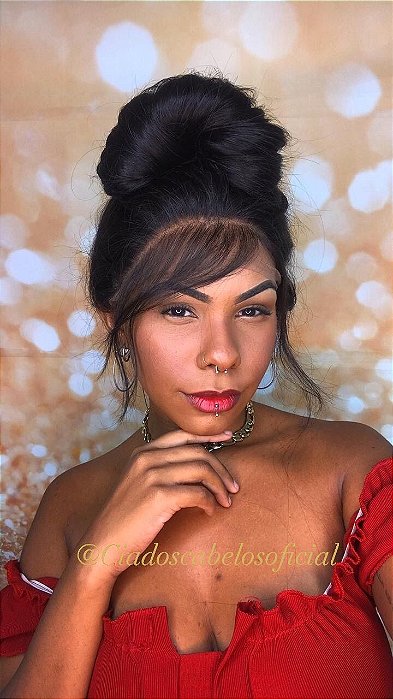 Peruca lace front Baby Hait detalhe de uso