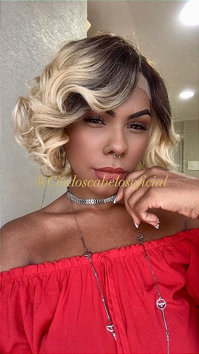 Peruca Lace Front Nancy Ombré Loira volume