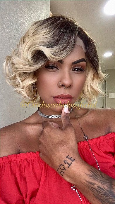 Peruca Lace Front Nancy Ombré Loira caimento