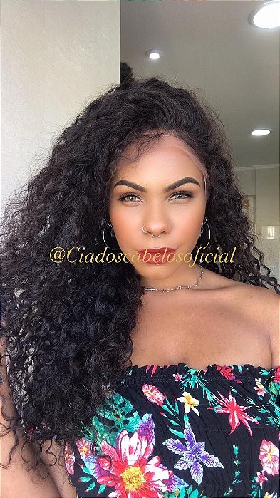 Lace Front Cabelo Humano Cacheada Paola vista frontal