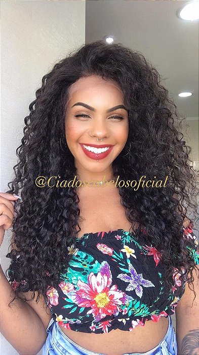 Lace front 13x6 baby hair cabelo humano cacheada Paola 50 cm