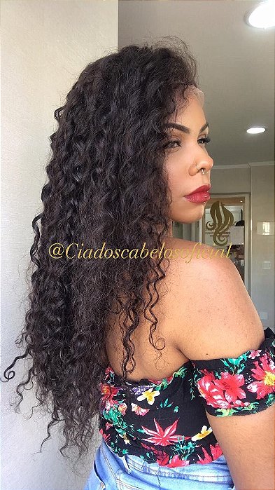 Lace Front Cabelo Humano Cacheada Paola vista lateral