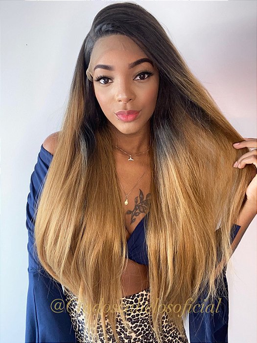 Peruca lace front bio fibra cacheada Janet Ombré loiro - Cia dos Cabelos -  Tudo para seus Cabelos: Perucas, Próteses, Wigs e Acessórios