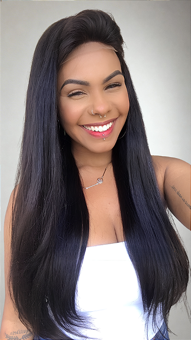 Peruca cabelo humano fake scalp couro cabeludo perfeito 70 cm