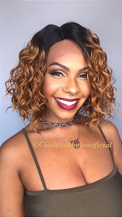 Peruca Lace Front Chantel Caramelo detalhes