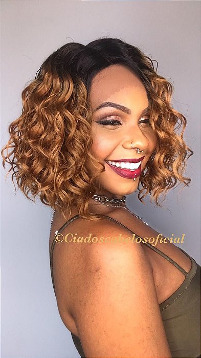 Peruca Lace Front Chantel Caramelo lateral