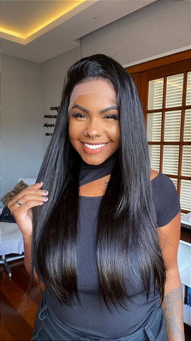 Peruca lace front cabelo humano longo 251 Ametista 150 dens