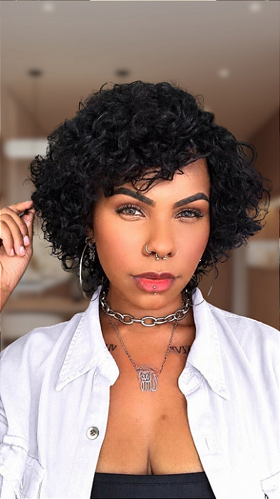 Peruca cabelo humano Afro Lady Preta