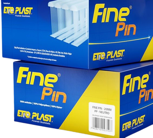 FINE PIN 100 - ETIQ PLAST - NEUTRO - 100% POLIPROPILENO - 100 PINOS PENTE - CAIXA COM 5 MILHEIROS
