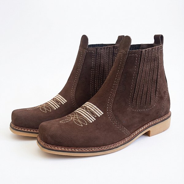 Botina Masculina de Couro Nobuck com Solado de Látex – Campo e Urbano