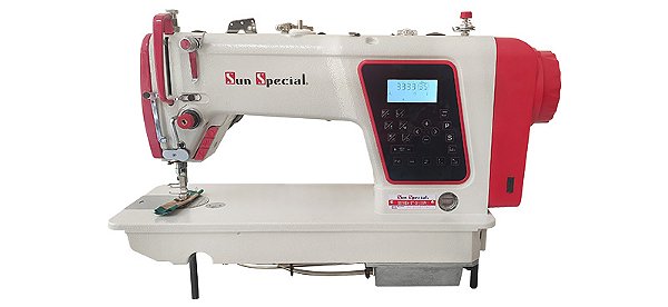 Máquina Costura Industrial Reta Eletrônica Sun Special SS780D4-ST-QI 220V Com pés e mesa montados