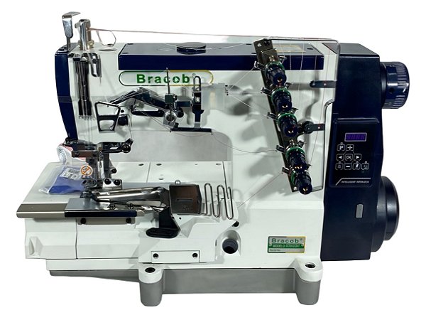 MAQUINA GALONEIRA MOTOR DIRECT DRIVE ABERTA PARA VIES BRACOB BC 588 02 CB AT - 220 V COM PÉS E MESA MONTADOS