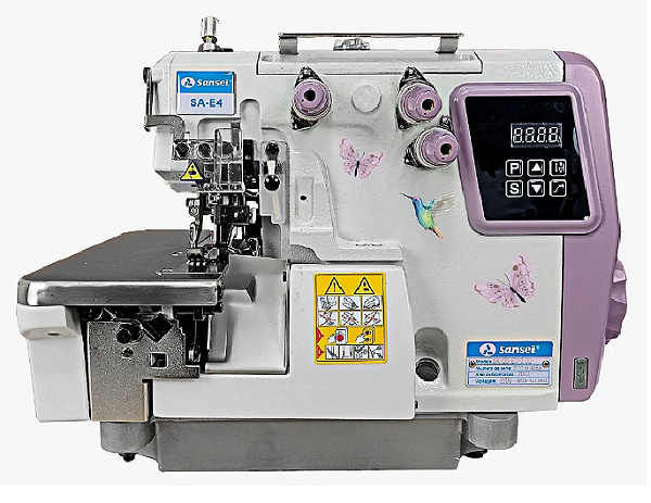 MAQUINA OVERLOQUE 1 AGULHA SANSEI LINHA AQUARELA SA-DS-EX-3 COM 7000 PPM - 110 V + KIT PREMIUM E CADEIRA PARA COSTUREIRA