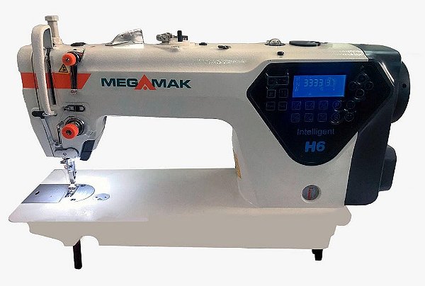 MAQUINA RETA ELETRONICA MEGAMAK MK-H6-5S2 COM CARTER BLINDADO E MOTOR DE PASSO - 220 V + KIT PREMIUM CARBON E CADEIRA PARA COSTUREIRA