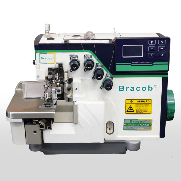MAQUINA INTERLOQUE BITOLA LARGA 5 MM ENTRE AS AGULHAS BRACOB S6-5W AT - 220 V COM PÉS E MESA DESMONTADOS